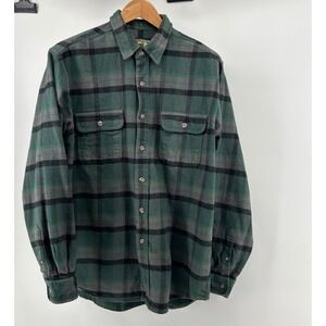 Field & Stream Men XL T  Heavy‎ Flannel Shirt Green Plaid Shacket Layer Outdoors
